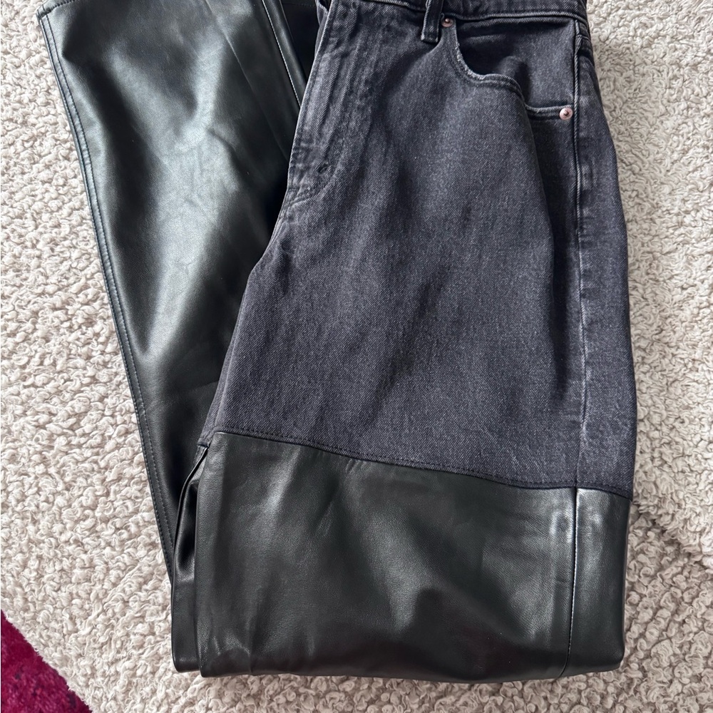 Abercrombie & Fitch Black Jeans with Faux Leather Details